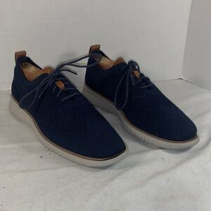 Cole Haan Men's ZeroGrand StitchLite Wingtip Oxford Navy Knit Lace-Up Sneakers